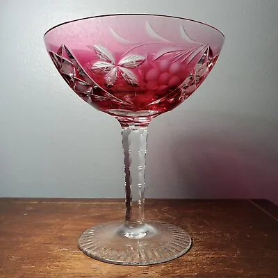 Buy Bohemian Czech Pink Cut To Clear Crystal Wine / Cocktail Glass Stem 5  • 19.46£