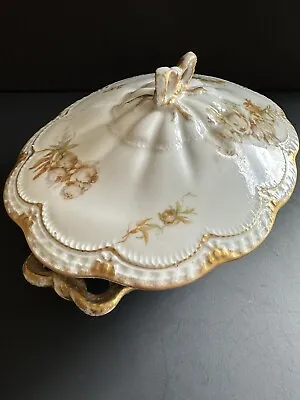 Buy Antique Limoges Haviland Covered Dish Bowl Princess Oval Hand Painted • 55.89£