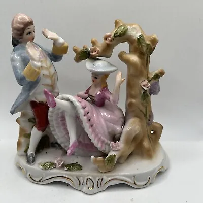 Buy VINTAGE GERMAN POTTERY  / Dresden Porcelain FIGURINE  ~VICTORIAN COUPLE ON SWING • 33£