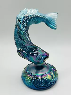 Buy Fenton Sample Fish Paperweight Trout Jumping Clear Upshot Robin Egg Blue • 142.30£
