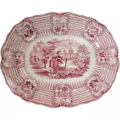 Buy Adams China Bologna Staffordshire Red And White Transferware Platter • 149.19£