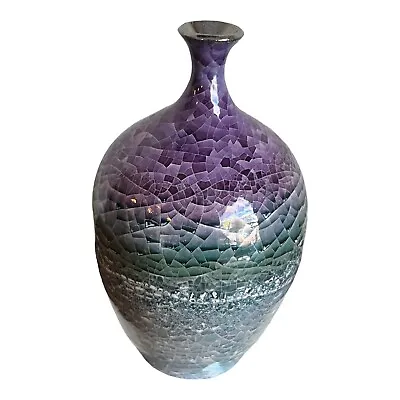 Buy Raku Studio Art Pottery Vase Crackle Glaze Finish Signed • 53.03£