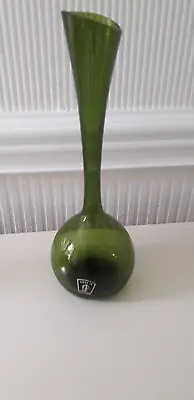 Buy Vintage Swedish Green Art Glass Tulip Vase. • 19.95£