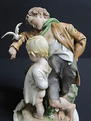 Buy G. Cappe 2 Boys & Birds Works Of Art Italy Figurine 99039 Vintage EUC • 225.72£