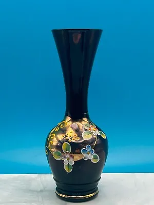 Buy Bohemian Style Amethyst Hand Painted Glass Floral Bud Vase • 12£