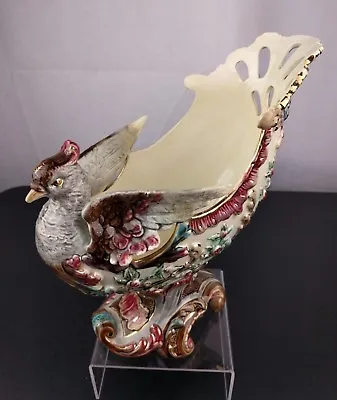 Buy VTG Early Eichwald Majolica Bird Figure Bowl Dish Art Peacock Urn Vase Prop  • 675.16£