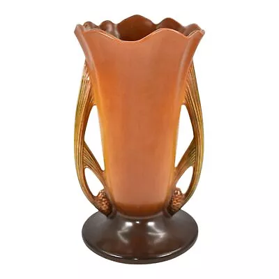 Buy Roseville Pine Cone Brown 1953 Mid Century Modern Pottery Ceramic Vase 491-10 • 337.27£