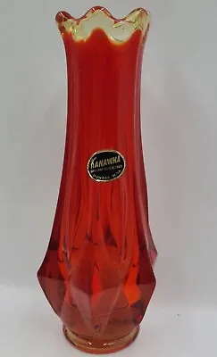 Buy Vintage MCM Kanawha Amberina Glass Swung Vase 8.5” Red/Yellow • 36.90£