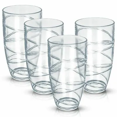 Buy 4Pc Tumbler Glass Juice Drink Bar BBQ Picnic Camping Party HI Ball Glasses Clear • 10.45£