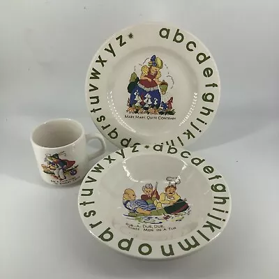 Buy Vintage Bridalane Porcelain Childs Dinner Setting Plate Bowl Cup Nursery Rhymes • 27.42£