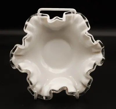 Buy Vintage Fenton Silver Crest White Milk Glass Ruffled 6” Bowl • 13.44£