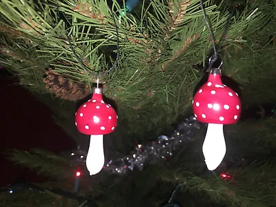 Buy Vintage Glass Christmas Tree Toadstool Decorations,  Fly Agaric, Amantia Baubles • 15£