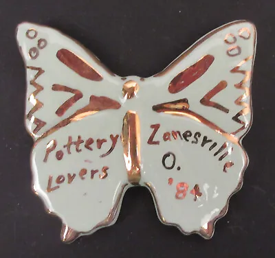 Buy Studio American Art Pottery Lovers 1984 Souvenir Zanesville Butterfly #2 Signed • 18.90£