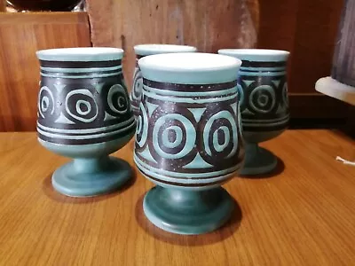 Buy Vintage Mid-Century Retro Cinque Ports Pottery Goblets X 4 • 7.99£