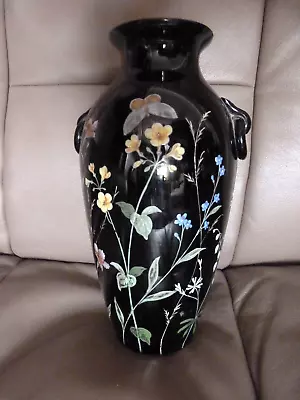 Buy Antique Harrach Glass Vase Bohemian Enamelled Painted Butterflies Flowers C1890 • 165£