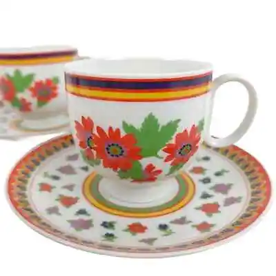 Buy Set 4 Vintage 1970s Heinrich Bavaria GYPSY Cups & Saucers H&C Red Flower Germany • 38.61£