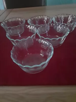 Buy 6 Vintage Pyrex Mini Fluted Clear Glasd Dessert Dishes  • 10£