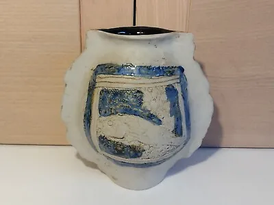 Buy Tenmoku Pottery Malaysia Handicraft Fish Design Blue Purse Vase • 13£