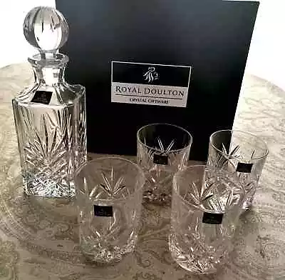 Buy Vintage Royal Doulton Crystal Giftware Set  Decanter With 4 Glasses In Box • 119£