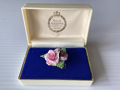 Buy Vintage Royal Adderley Floral Bone China Brooch In Original Box • 6£
