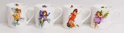 Buy Floral Fairies Mugs Set 4 Fine China 8oz Fairy & Flower Cups Girls Decorated UK • 22.50£