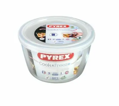 Buy Pyrex Microwave Safe Classic Round Glass Dish With Plastic Lid 1.1L  White • 11.22£