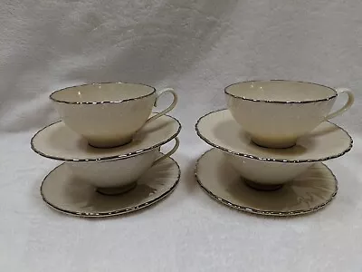 Buy 4 Sets Lenox Weatherly Cups & Saucers + 4 Extra Cups - Platinum Rim  • 23.07£