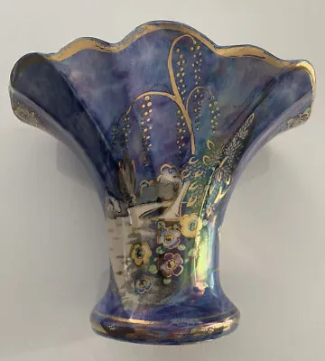 Buy Vintage Royal Bradwell Arthur Wood Vase C1930 Numbered 3608 Pearlescent Gilted • 45.12£