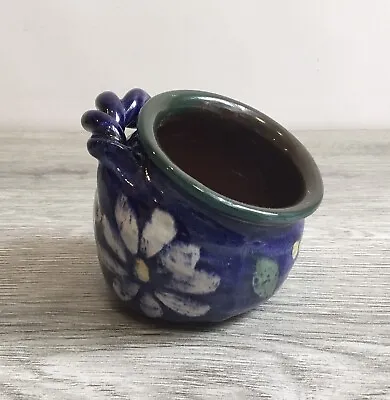 Buy Crail Scottish Studio Pottery Small Salt Pig Blue Glaze & Floral - Signed • 19.99£
