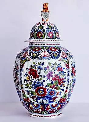 Buy Delft Multicolor Lidded Vase / Ginger Jar 18.1 Inch Hand Painted Excellent • 199£