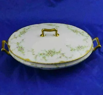 Buy Theodore Haviland Limoges Pink & White Rose Oval Covered Serving Bowl 11-1/2  • 33.73£