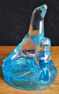 Buy RCR Royal Rock Crystal Ice Blue Glass Seal & Pup Figurine Ornament • 12.99£