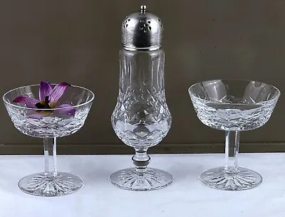 Buy 1950's Waterford Crystal LISMORE, 2 Champagne Coupe & Sugar Shaker W/Lid Ireland • 65.53£