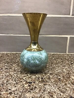 Buy Vintage Handpainted Delftware W/ Brass Accents Vase W.b. Leersum Made In Holland • 17.97£