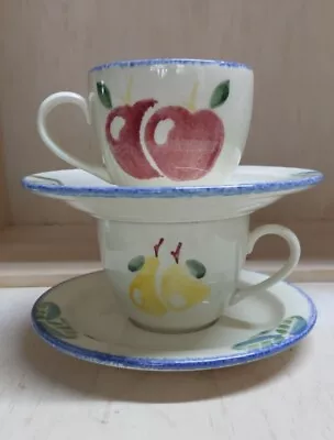 Buy Poole Pottery Dorset Fruits Cups & Saucers Apples Pears VGC • 8.99£