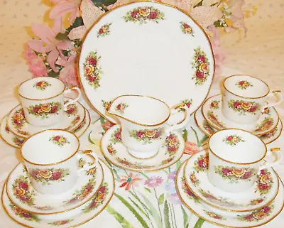 Buy Vintage Elizabethan Bone China Tea Set For 4 ~ English Garden Old Country Roses • 29.50£