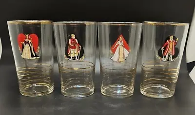 Buy Vintage Playing Cards Suits Drinking Glasses Tumblers Highball Set Of 4 • 15.99£