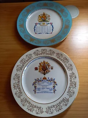 Buy 2 X Vintage Aynsley Fine Bone China Royal Commemorative Plates, Elizabeth II • 20£