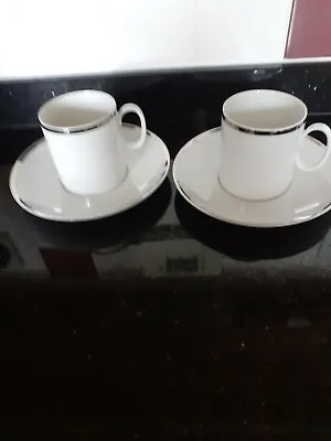 Buy Thomas China Thick Platinum/silver Band Cups & Saucers X 2 • 6£