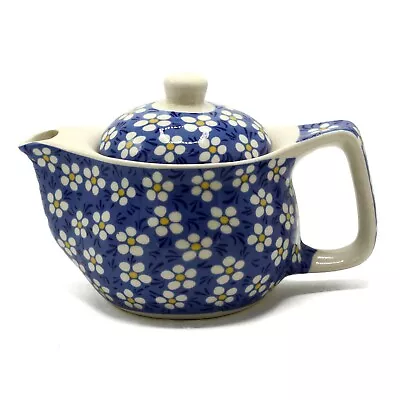 Buy 🌼 Small Herbal Teapot Set - Blue Daisy Ceramic Tea Set With Cups And Strainer • 13.99£