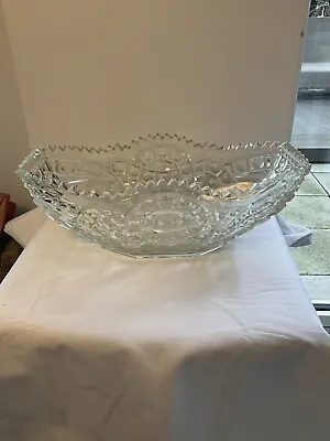 Buy Vintage Heavy Glass Display Dish Bowl Thick Oblong Vase Retro Fruit • 10.99£