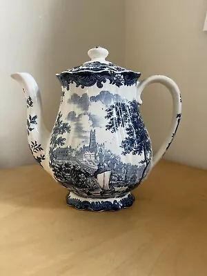 Buy Blue & White Staffordshire 'Palissy' Avon Scenes Tea Coffee Pot Royal Worcester? • 14.99£