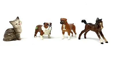 Buy Beswick Miniature Figurines Tabby Cat Filly Foal Boxer Dog Bulldog Bosum Lot X4 • 19.99£