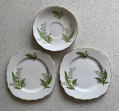 Buy ROYAL VALE LILY OF THE VALLEY Bone China SIDE PLATES X 2 And Saucer 16cm • 10£