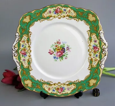 Buy Paragon  Pompadour  Plate: Cake/Sandwich/Serving. Green Bone China. Vintage. • 19.99£
