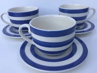 Buy 3 X Cornishware Large Blue And White Cups And Saucers - Tesco • 35£