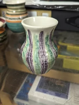 Buy Jo Lester Isle Of Wight Pottery Green & Purple Swirl Pattern Vase • 12.50£