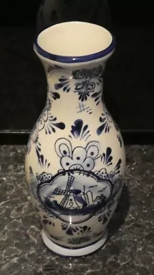 Buy Hand Painted Delft Blue Vase Holland Windmill Floral • 10.95£