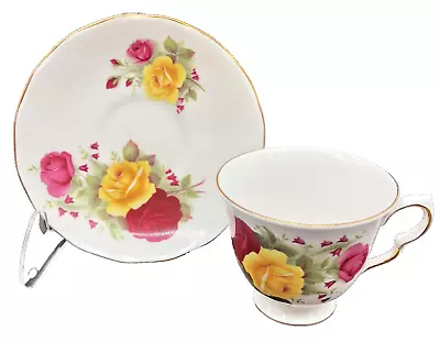 Buy Queen Anne Tea Cup And Saucer Ridgway Potteries England Pattern #8519 Roses • 26.90£