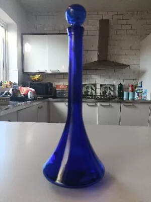 Buy Vintage Glass Bottle Vase With Stopper Cobalt Blue 13.5  High Genie Bottle  • 9.95£
